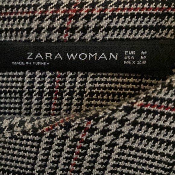 Zara Dress Checkered Plaid Shift Mini Pullover Size M Houndstooth Gingham Preppy - Picture 5 of 5